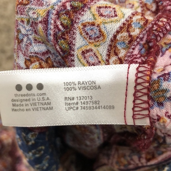 Three Dots Wide Leg Pants Size Small Multicolor Tribal Print - Picture 10 of 10